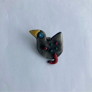 Charming Duck Bird Brooch Metal Pin Colorful Accents Canada Artist Farm Animal